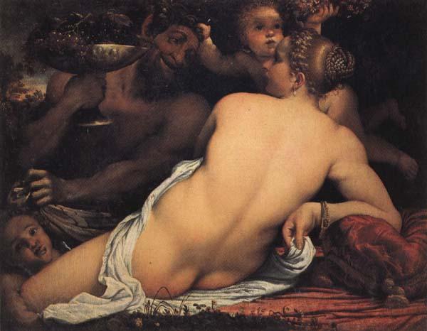 Annibale Carracci Bacchante with a Satyr and Two Cupids Spain oil painting art